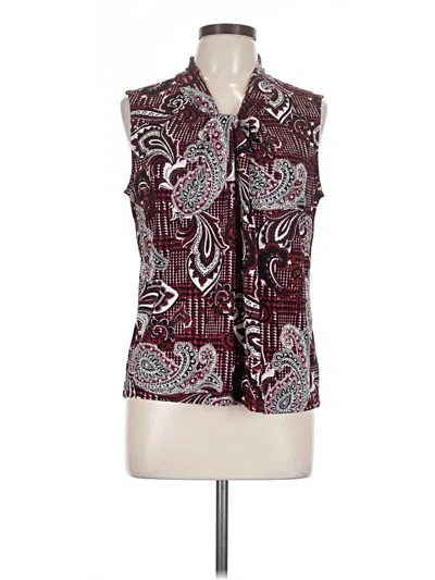 Pre-owned Nine West Sleeveless Blouse In Burgundy