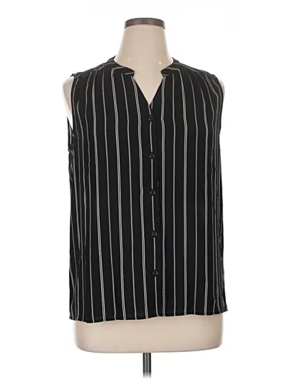 Pre-owned Nine West Sleeveless Button Down Shirt In Black