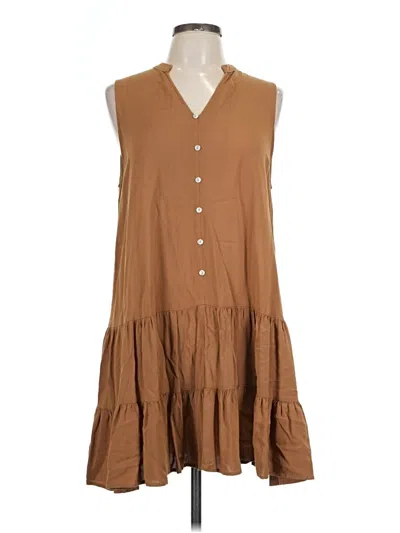 Pre-owned Nine West Sleeveless Button Down Shirt In Brown