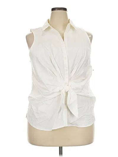 Pre-owned Nine West Sleeveless Button Down Shirt In Ivory