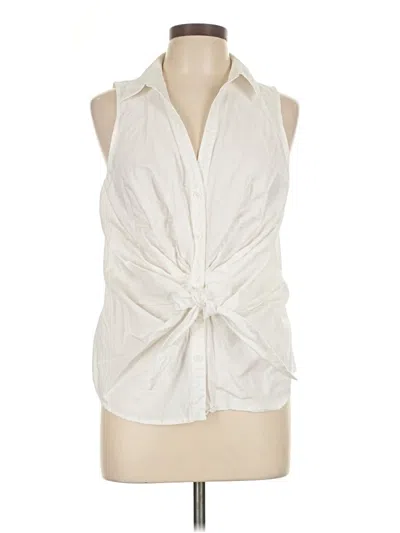 Pre-owned Nine West Sleeveless Button Down Shirt In White