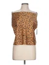 Nine West Sleeveless Top Orange Animal Print Pattern Square Neckline Tops In Orange