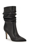 Nine West Slouch Pointed Toe Bootie In Black Leather