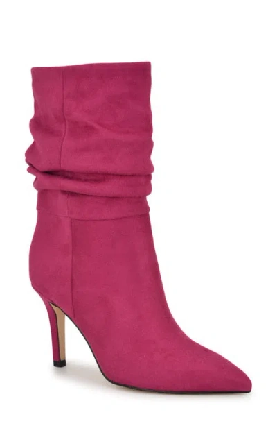 Nine West Slouch Pointed Toe Bootie In Dark Pink