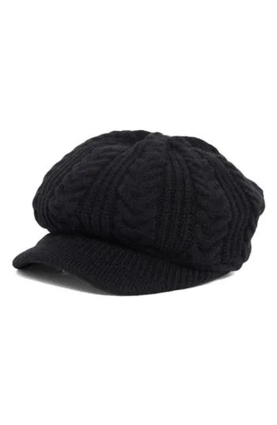 Nine West Slouchy Cable Knit Newsboy Cap In Black