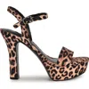 Nine West Solas Ankle Strap Platform Sandal In Leopard Satin