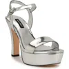 Nine West Solas Ankle Strap Platform Sandal In Silver 040