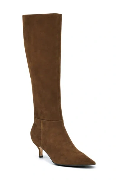 Nine West Womens Somas Tall Kitten Heel Dress Boots Regular Wide Calf In Brown