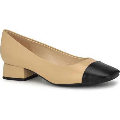 Nine West Sophe Cap Toe Pump In Light Natural