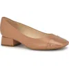 Nine West Sophe Womens Patent Trim Faux Leather Loafer Heels In Medium Natural