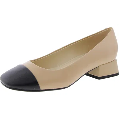 Nine West Sophe Womens Toe Cap Leather Block Heels In Brown