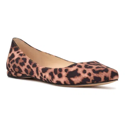Nine West Speakup Flats Brown Leopard Print Almond Toe Slip On Hawk587
