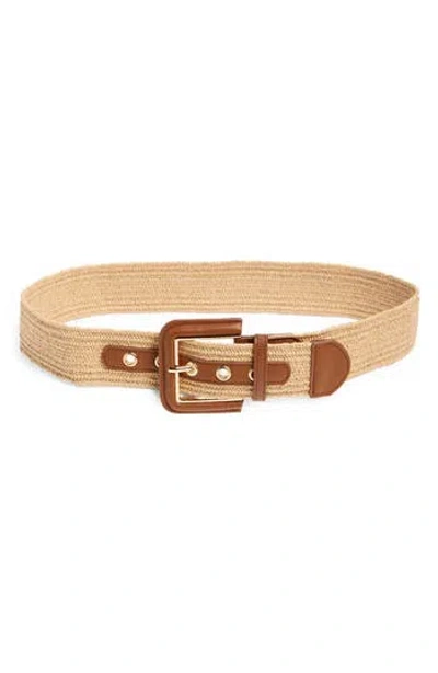 Nine West Square Buckle Faux Leather Belt In Natural