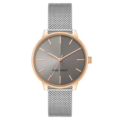 Nine West Gray Stainless Steel Bracelet Watch In Metallic