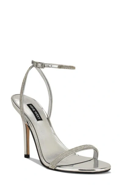 Nine West Stodia Ankle Strap Sandal In Silver