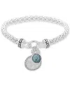 Nine West Stone & Pave Sand Dollar Stretch Bracelet In White
