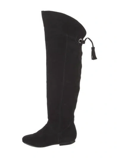 Pre-owned Nine West Suede Slouch Boots In Black