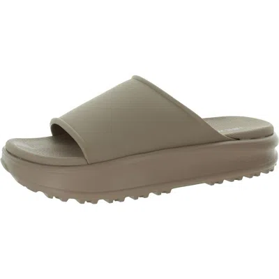 Nine West Sunshin 3 Womens Solid Open Toe Pool Slides In Brown