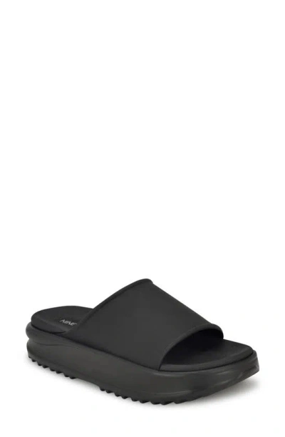 Nine West Black Platform Slide Sandals Nine West Embellished Open