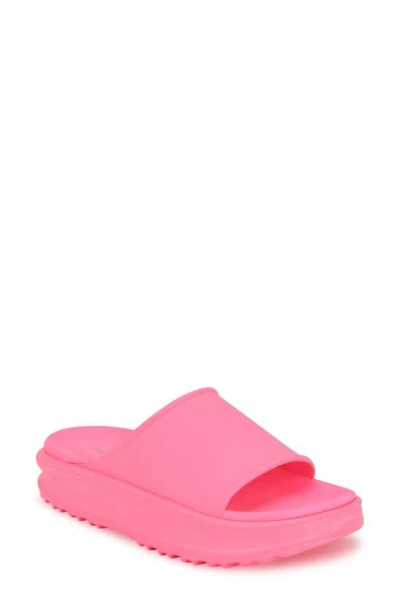 Nine West Sunshin Platform Slide Sandal In Medium Pink