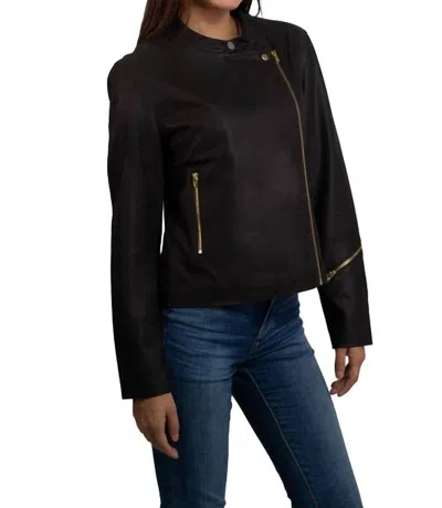Nine West Synthetic Leather Biker Jacket In Black
