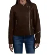 Nine West Synthetic Leather Biker Jacket In Brown In Brown