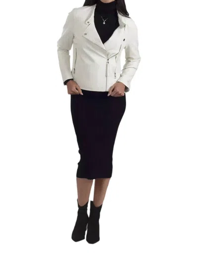 Nine West Synthetic Leather Biker Jacket In White