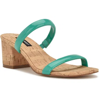 Nine West Tae 3 Womens Patent Round Toe Block Heel In Green