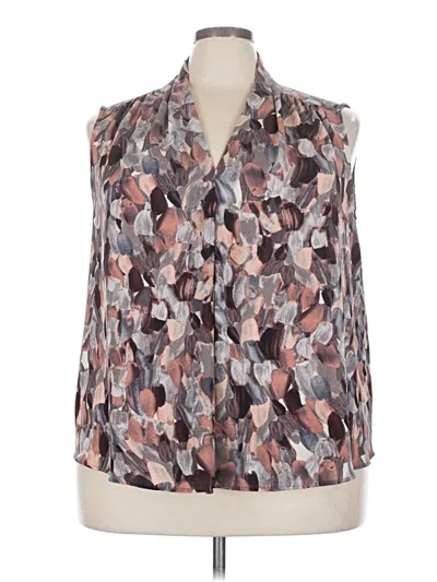 Pre-owned Nine West Tank Top Brown Tie Neck Tops