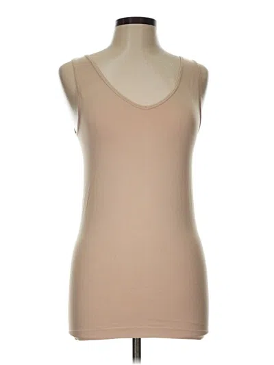 Pre-owned Nine West Tank Top Tan Strapless Neckline Tops In Brown