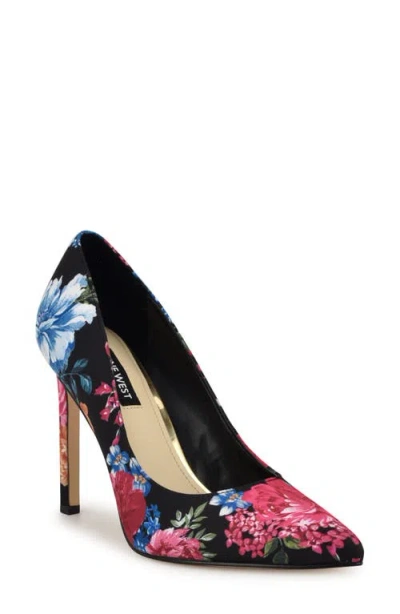 Nine West Tatiana Pointed Toe Pump In Black Blooms Floral