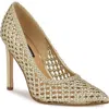 Nine West Tatiana Pointed Toe Pump In Gold Woven