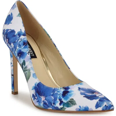 Nine West Tatiana Pointed Toe Pump In Blue Blooms Floral