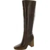 Nine West Temas Womens Block Heel Square Toe Knee-high Boots In Dark Brown