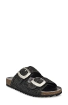 Nine West Tenly Raffia Slide Sandal In Black