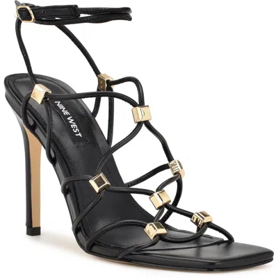 Nine West Tenor3 Womens Laceless Man Made Strappy Sandals In Black