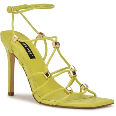 Nine West Tenor3 Womens Laceless Man Made Strappy Sandals In Green