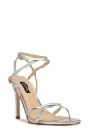 Nine West Tidle Ankle Strap Sandal In Silver Mirror Metallic - Manmade