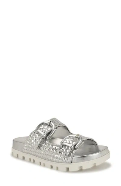 Nine West Tindy Two-strap Lug Sole Sandal In Silver