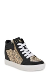 Nine West Tons Lace-up Wedge Sneaker In Gold Shimmer Leopard