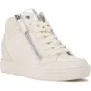 Nine West Tons Lace-up Wedge Sneaker In White/silver