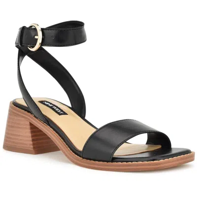 Nine West Torah Womens Faux Leather Block Heel Ankle Strap In Black