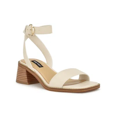 Nine West Torah Womens Faux Leather Block Heel Ankle Strap In Ivory