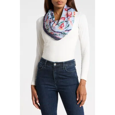 Nine West Trailing Floral Satin Square Scarf In White