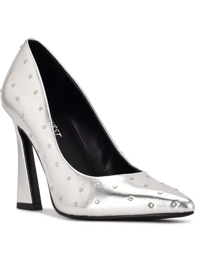 Nine West Trial 3 Womens Faux Leather Slip On Pumps In Silver