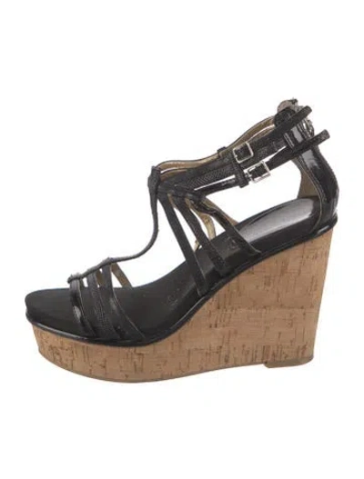Pre-owned Nine West T-strap Sandals In Black