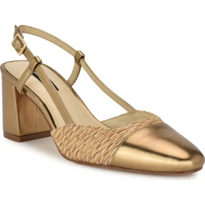 Nine West Unda Slingback Cap Toe Pump In Bronze