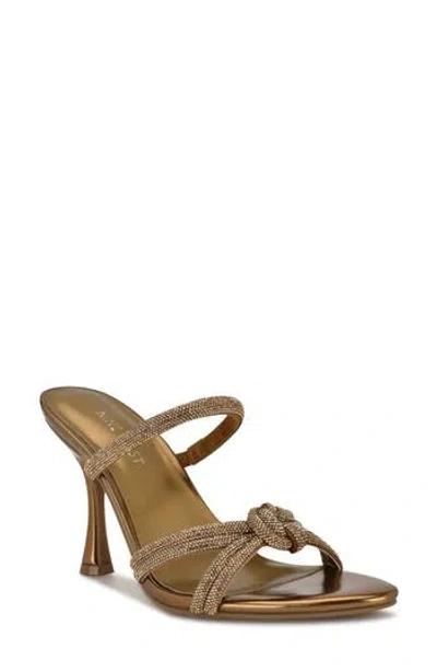 Nine West Unela Crystal Embellished Strap Sandal In Bronze