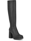 Nine West Vadda 3 Womens Faux Leather Platform Knee-high Boots In Black