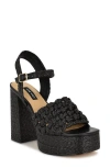 Nine West Women's Vadyn Woven Platform Block Heel Sandals In Black
